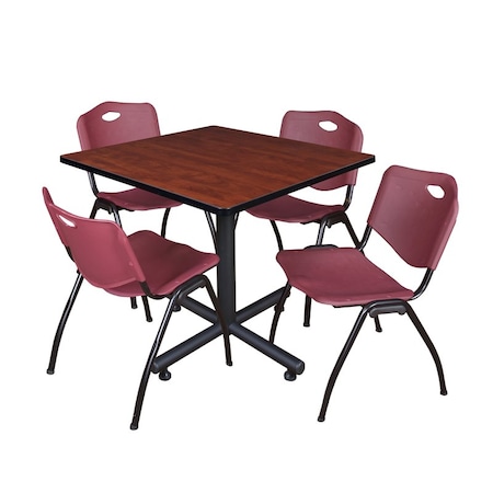 Kobe Kobe Square Table & Chair Set, Wood, Metal, Plastic Top, Cherry TKB3636CH47BY